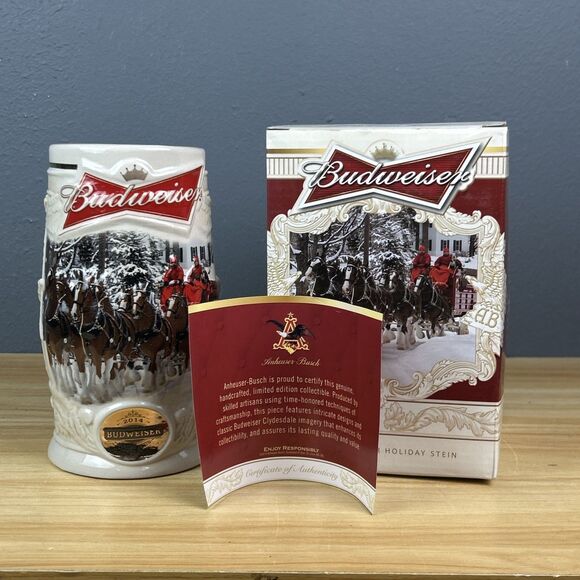 Budweiser Other - 2014 Budweiser Holiday Stein "Holiday Lane" New In Box w/COA